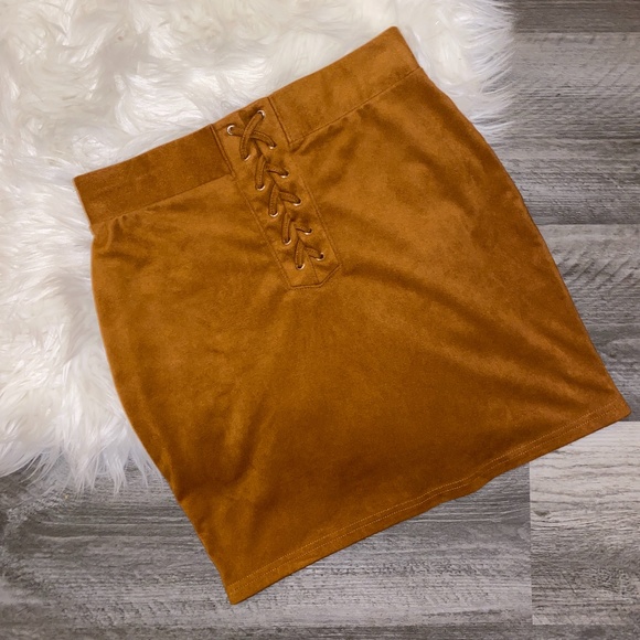 Forever 21 Dresses & Skirts - 4/$25! Forever 21 Brown Suede Lace Up Skirt Medium